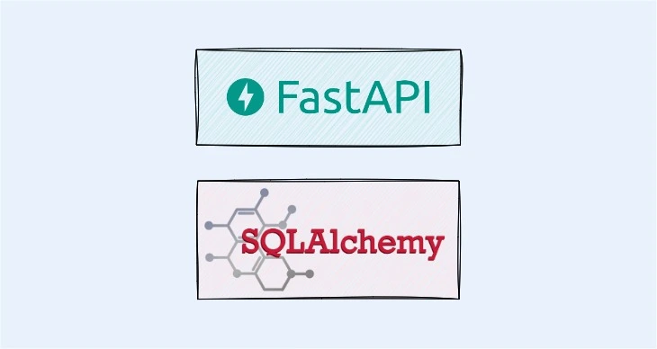 A front graphic showing tips about the combination of FastAPI and SQLAlchemy.